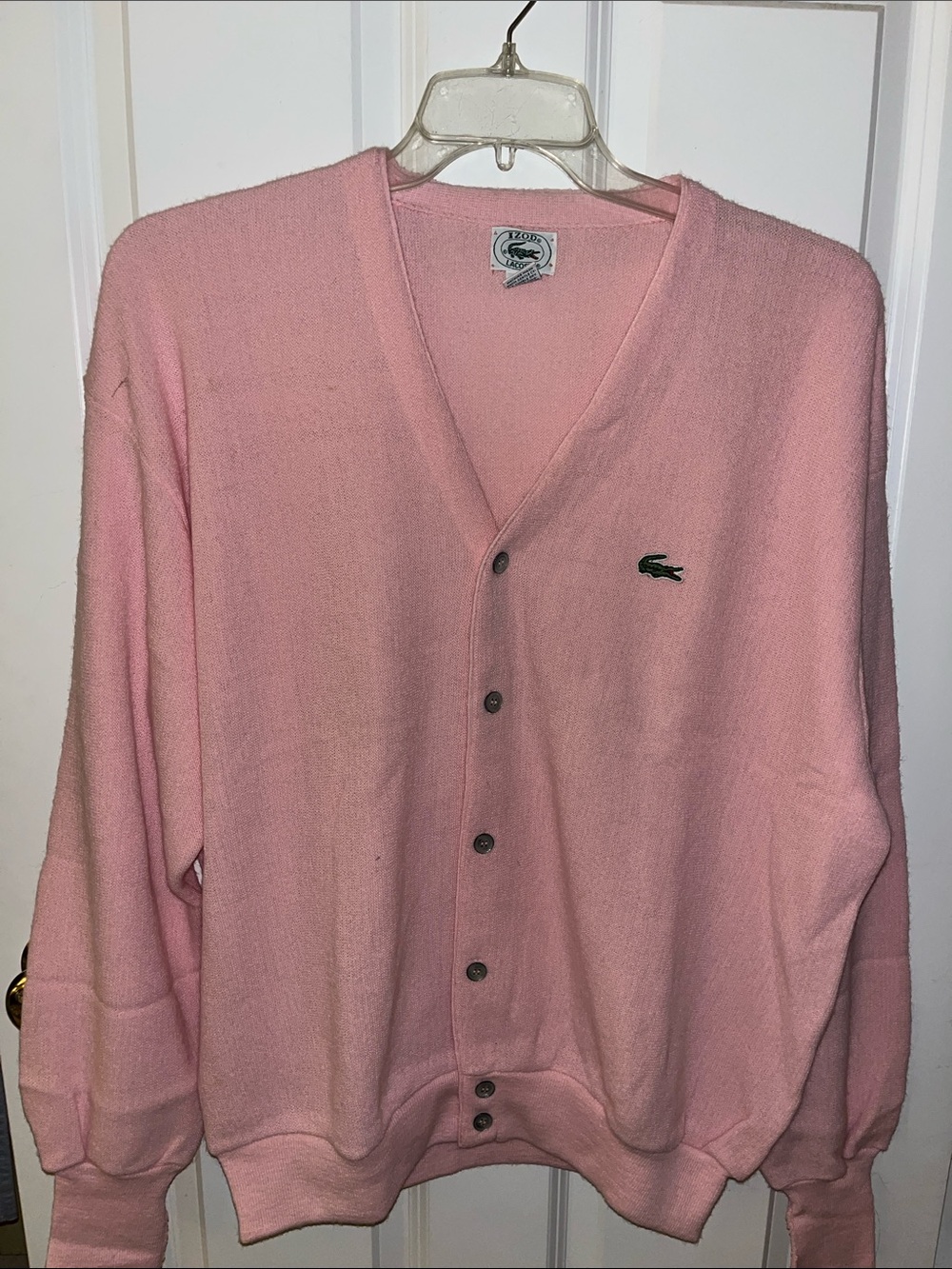 Vintage!! Like New!! Never worn! Lacoste Men's Soft Pink V-Neck Button Cardigan